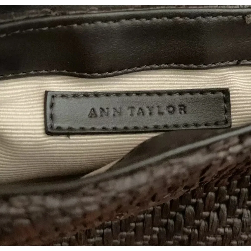 Ann Taylor Dark Brown Woven Wristlet Clutch